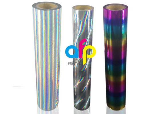 Lámina para gofrar caliente de la adherencia del arco iris olográfico fuerte del laser para las telas