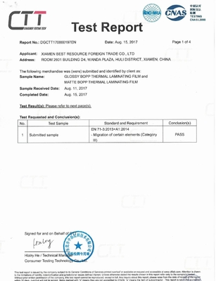 Certificado termal brillante/mate de la película FDA de la laminación del blanco BOPP pasajero